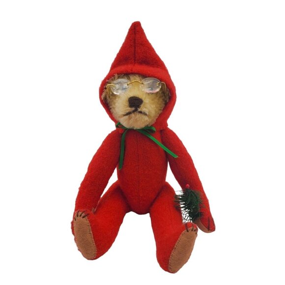 Vintage Artist Santa‎ Mohair Teddy Bear of My Heart by Susan Weiser Holiday 9" - Picture 1 of 9